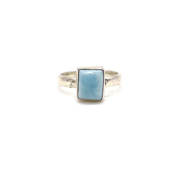 Modern Rectangular Larimar Ring