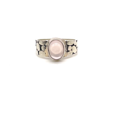 Pebbled Oval Rose Quartz Ring