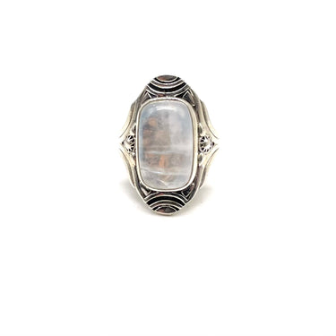 Etched Rectangular Moonstone Ring