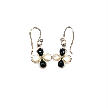 Onyx & Mother Of Pearl Cross Earrings