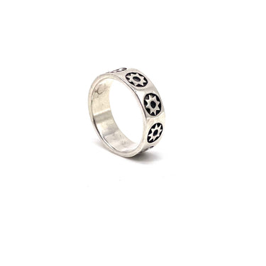 Vintage MEXICO Star Sun Overlay Men's Band Ring