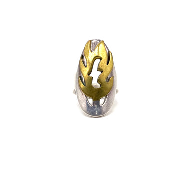 MEXICO Stamped Two Tone Modern Open Work Ring