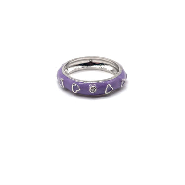 Purple Enameled Heart & C Z Band