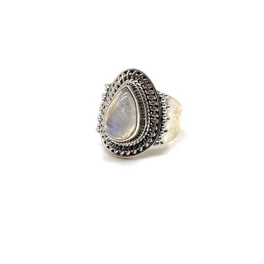 Pebbled Teardrop Moonstone Ring