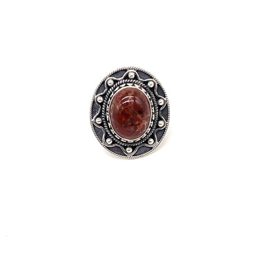 Ornate Pebble Trimmed Sunstone Ring