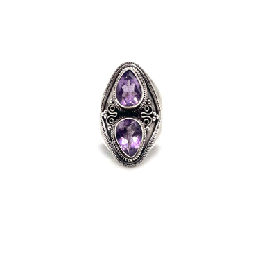 Ornate Double Amethyst Ring