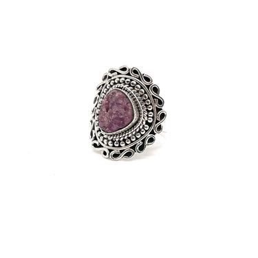 Rope Trimmed Ornate Rhodonite Ring