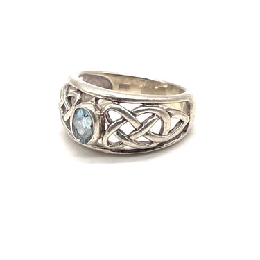 Celtic Knotted Aquamarine Ring