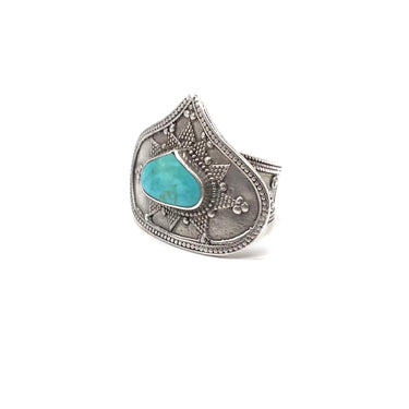 Pointed Pebbled Navajo Turquoise Ring