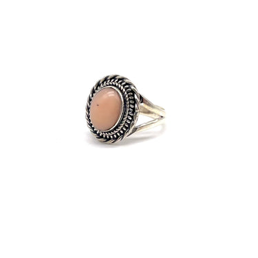 Rope Trimmed Angel Skin Coral Ring