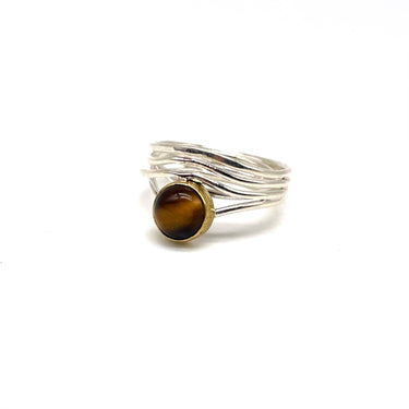 Modern Two Tone Multi Band Tiger’s Eye Ring