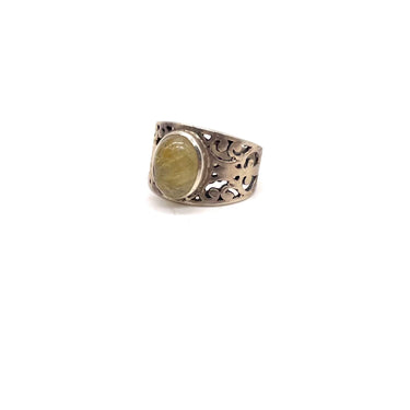 Detailed Oval Set Yellow Quartz Ring