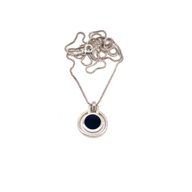 Modern Floating Onyx Pendant Necklace