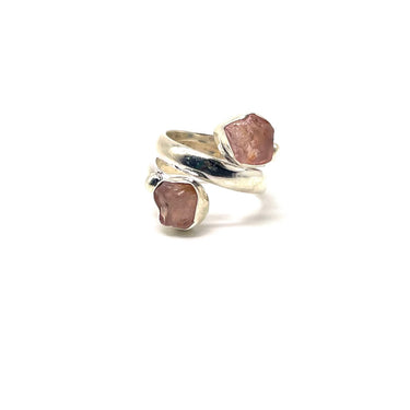 Twisted Raw Cut Rose Quartz Ring