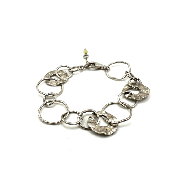 Hand Hammered Circle Links Bracelet