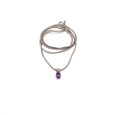 Modern Petite Amethyst Pendant Necklace