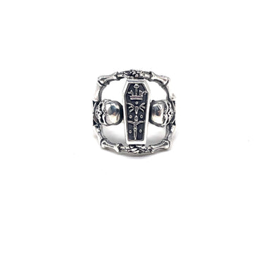 Open Work Skull Coffin Ring