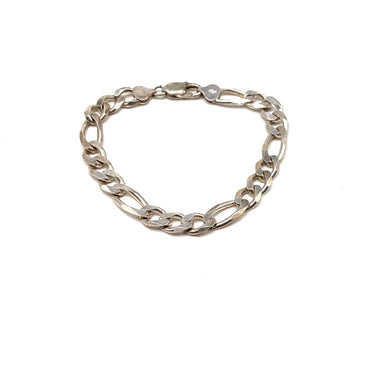 ITALY Stamped Figaro Chain Link Bracelet