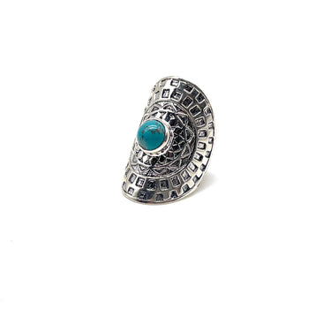 Detailed Turquoise Shield Ring