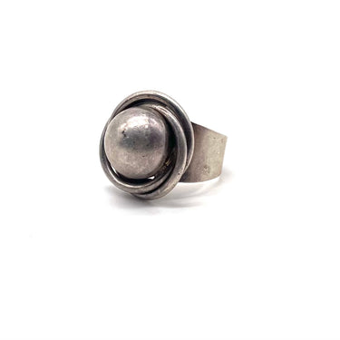 Oxidized Modern Wrapped Orb Ring