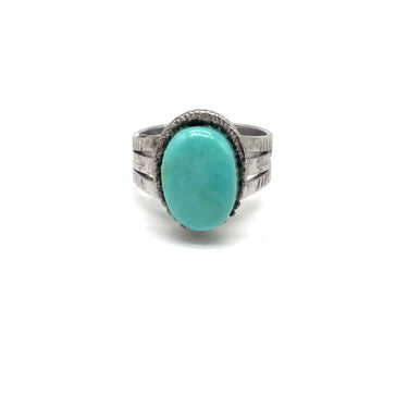 Arrow Etched Oval Turquoise Ring