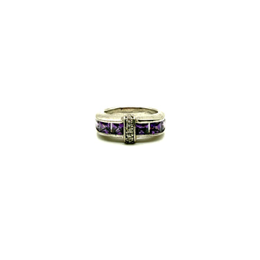 Amethyst C Z Band Ring