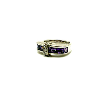 Amethyst C Z Band Ring