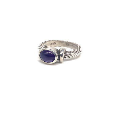 INDIA Amethyst Cabochon Cable Braided Ring Size