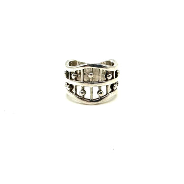 Modernist Pebbled Open Work Wavy Band Ring