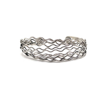 Modern Waveform Spiral Tip Cuff Bracelet