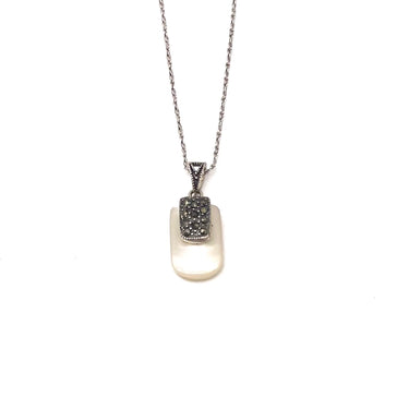 Marcasite & Mother Of Pearl Pendant Necklace