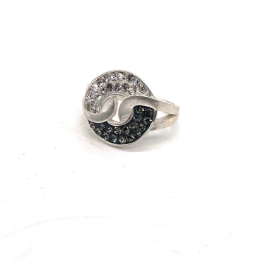 Modern Black & White C Z Interlocked Ring
