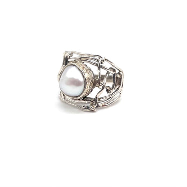 Freeform Wired Pearl Ring