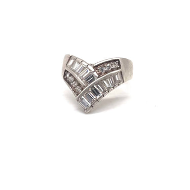 Modern C Z Inlay Curved Point Ring