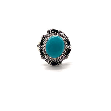 Ornate Trimmed Turquoise Ring