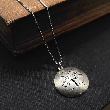 Etched Tree Of Life Pendant Necklace