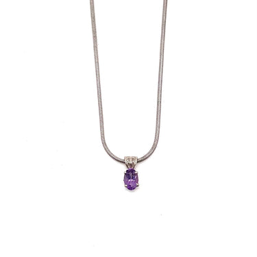 Modern Petite Amethyst Pendant Necklace