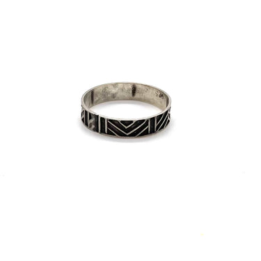 Oxidized Abstract Band Ring