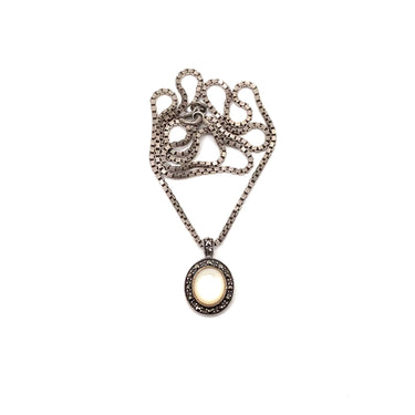 Pearl & Marcasite Oval Necklace