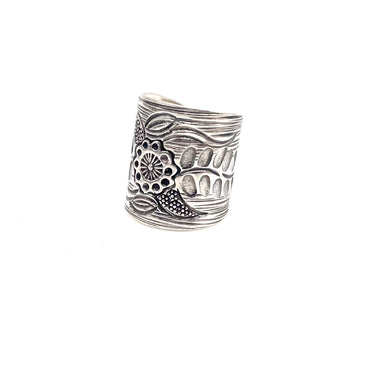 Ornate Floral Cigar Band Ring