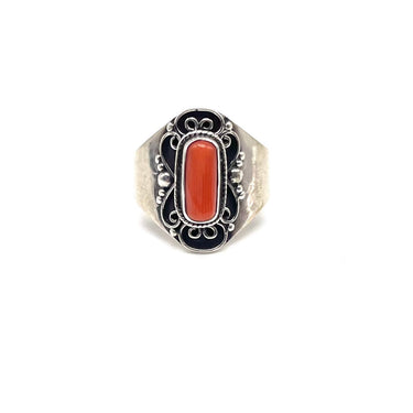 Ornate Trimmed Coral Ring