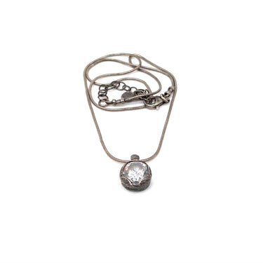 Oxidized C Z Pendant Necklace