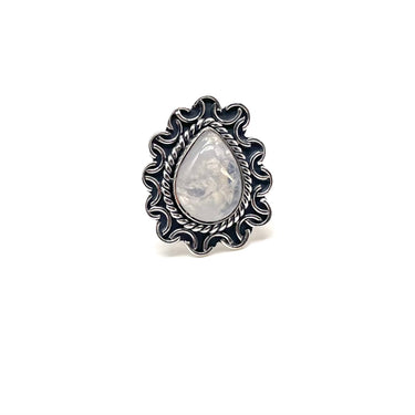 Ornate Trimmed Moonstone Teardrop Ring