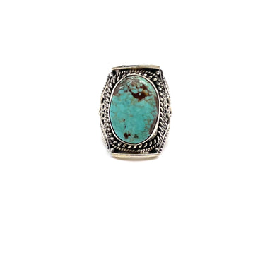 Rope Trimmed Ornate Turquoise Ring