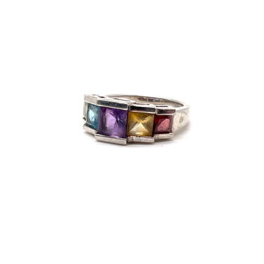 Modern Multi Stone Square Ring