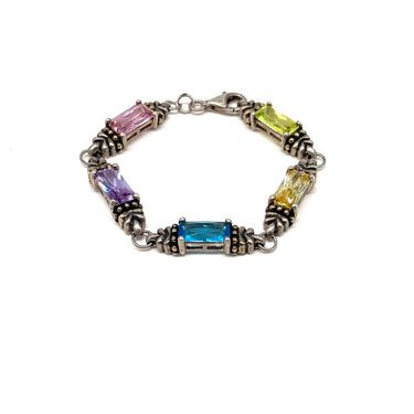 Pebbled Multi Stone Link Bracelet