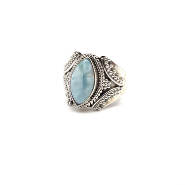 Pebbled Marquise Larimar Ring