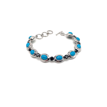 INDIA Black CZ & Turquoise Toggle Bracelet