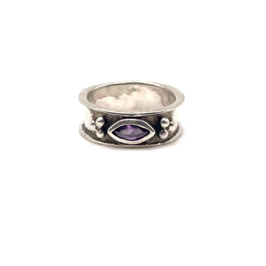 Oxidized Pebbled Amethyst Ring