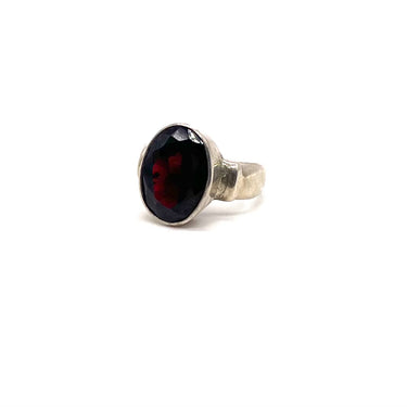 Modern Oval Garnet Ring